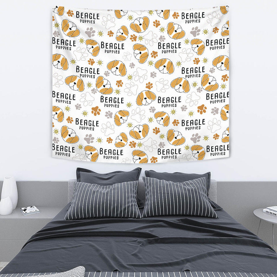Cute Beagle Dog Pattern Background Wall Tapestry
