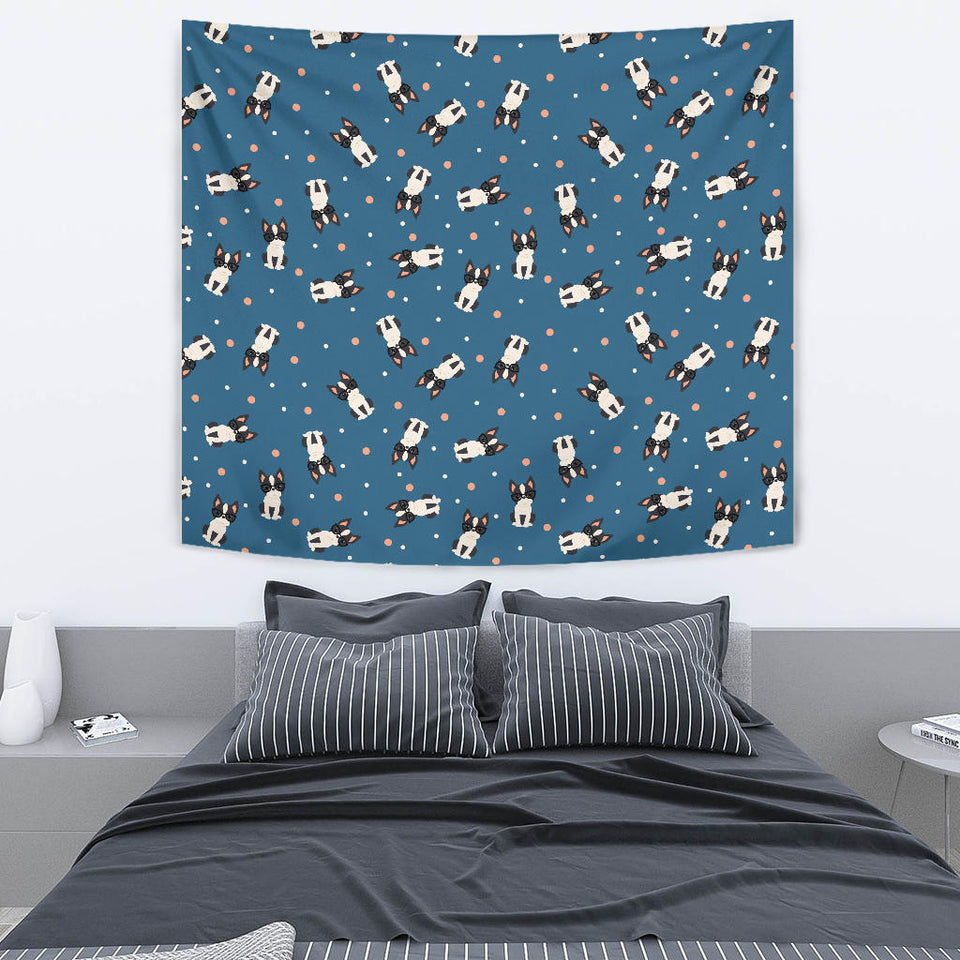 Cute Boston Terrier Dog Spattern Wall Tapestry
