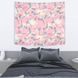 Japanese Crane Rose Pattern Wall Tapestry
