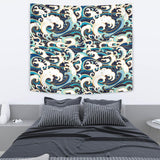 Japanese Wave Pattern Wall Tapestry