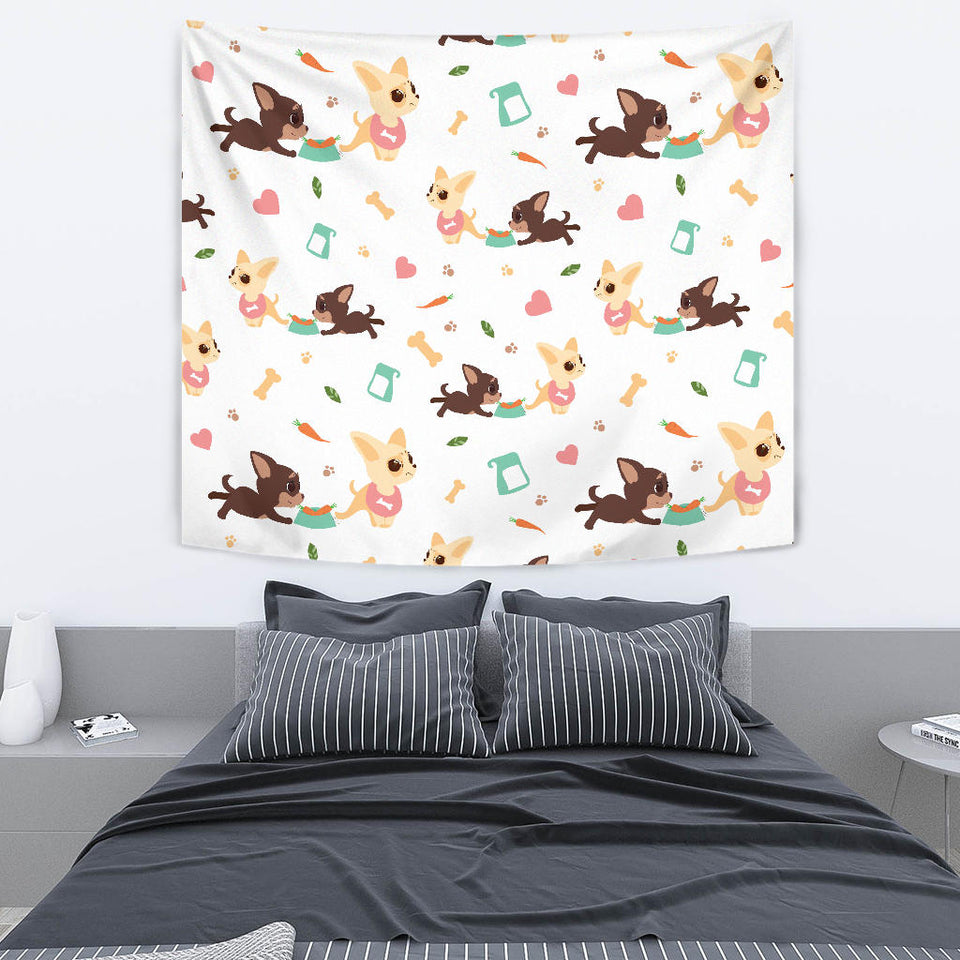 Cute Chihuahua Puppie Pattern Wall Tapestry