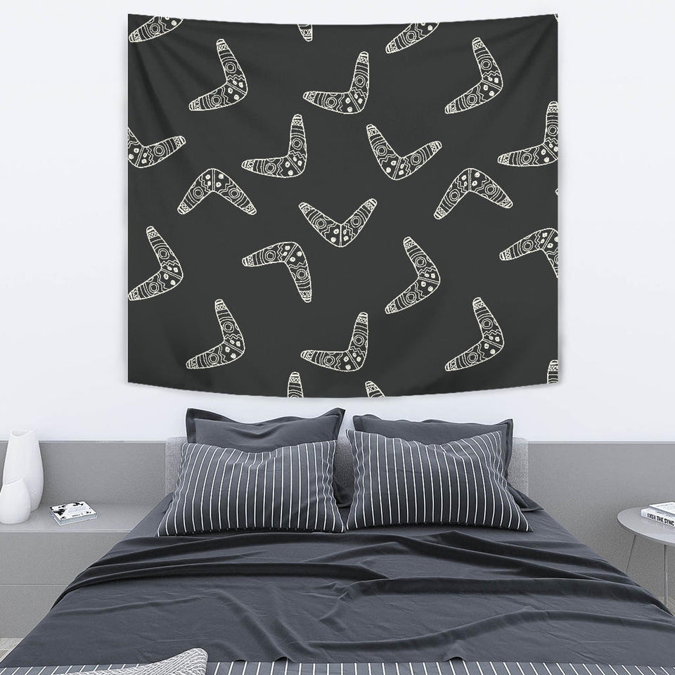 Hand Drawn Boomerang Australian Aboriginal Ornament Wall Tapestry