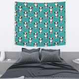Hand Drawn Boston Terrier Dog Pattern Wall Tapestry