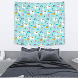 Llama Alpaca Cactus Leaves Pattern Wall Tapestry