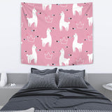 Llama Alpaca Pink Background Wall Tapestry