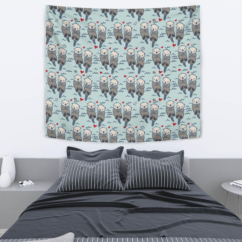 Lovely Sea Otter Pattern Wall Tapestry