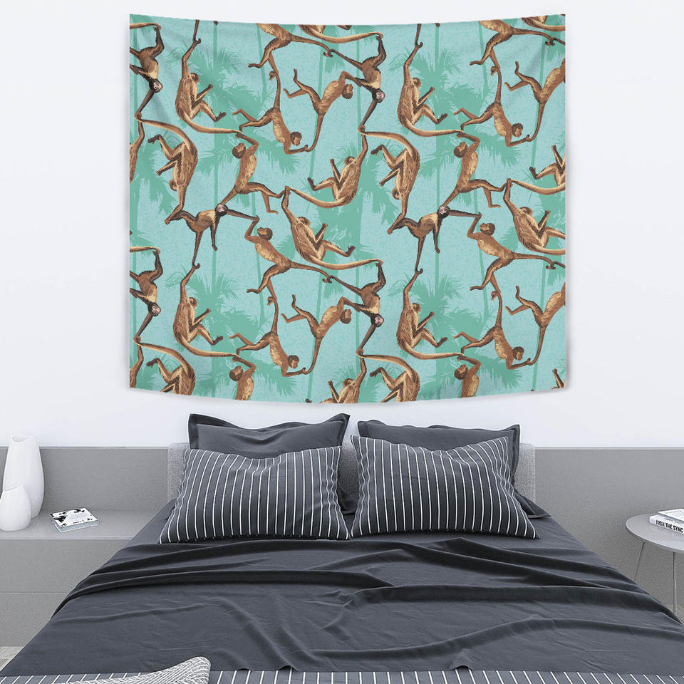 Monkey Palm Tree Background Wall Tapestry