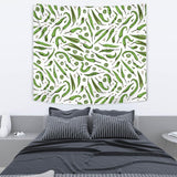 Hand Drawn Sketch Style Green Chili Peppers Pattern Wall Tapestry
