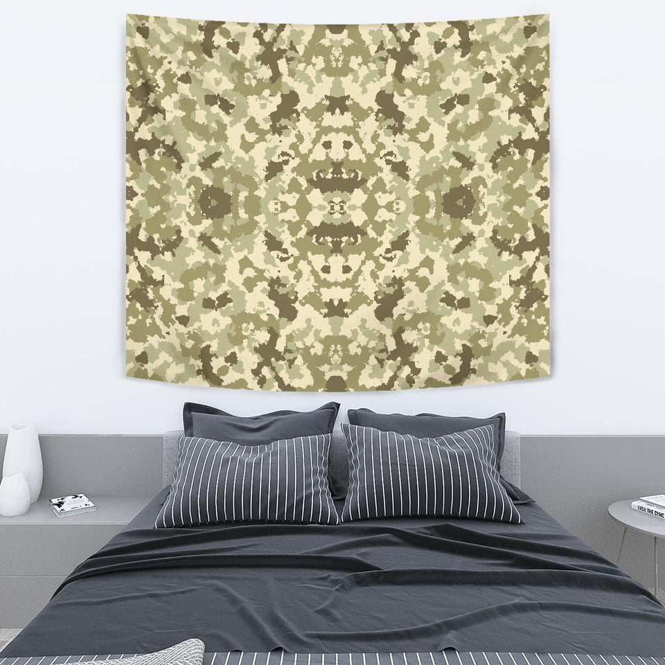 Light Green Camo Camouflage Pattern Wall Tapestry