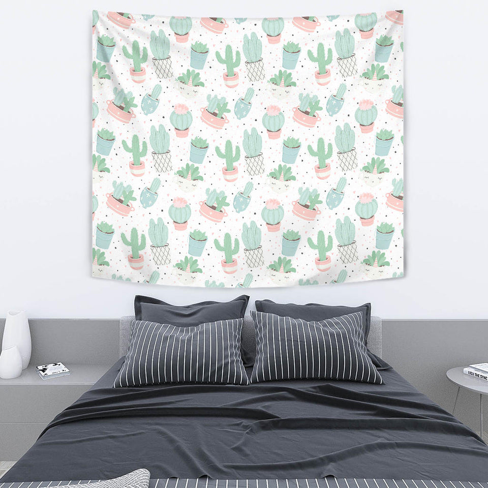 Pastel Colorcactus Pattern Copy Wall Tapestry