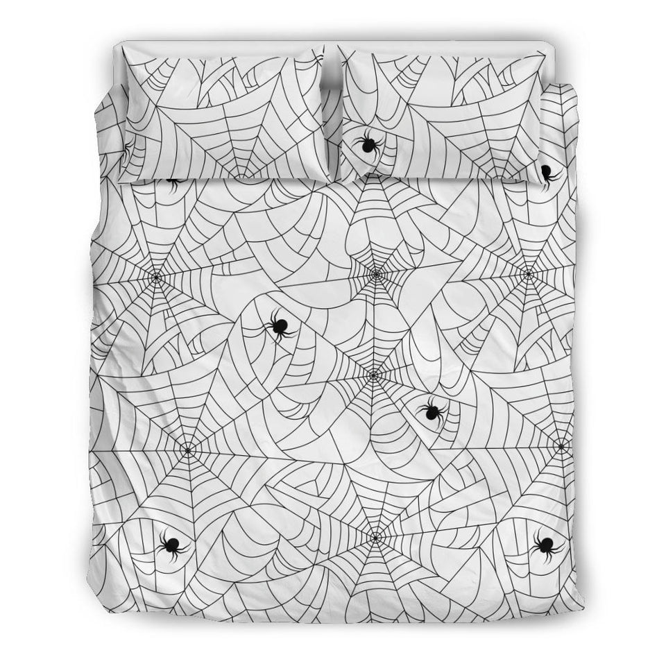 Spider Web Cobweb Pattern White Background Bedding Set