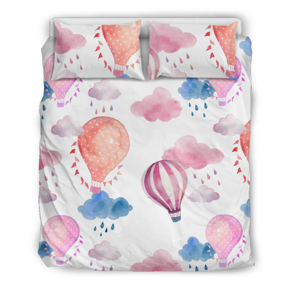Watercolor Air Balloon Cloud Pattern Bedding Set