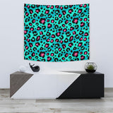 Green Leopard Skin Print Pattern Wall Tapestry