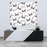 Hand Drawn Faces Of Pandas Pattern Wall Tapestry