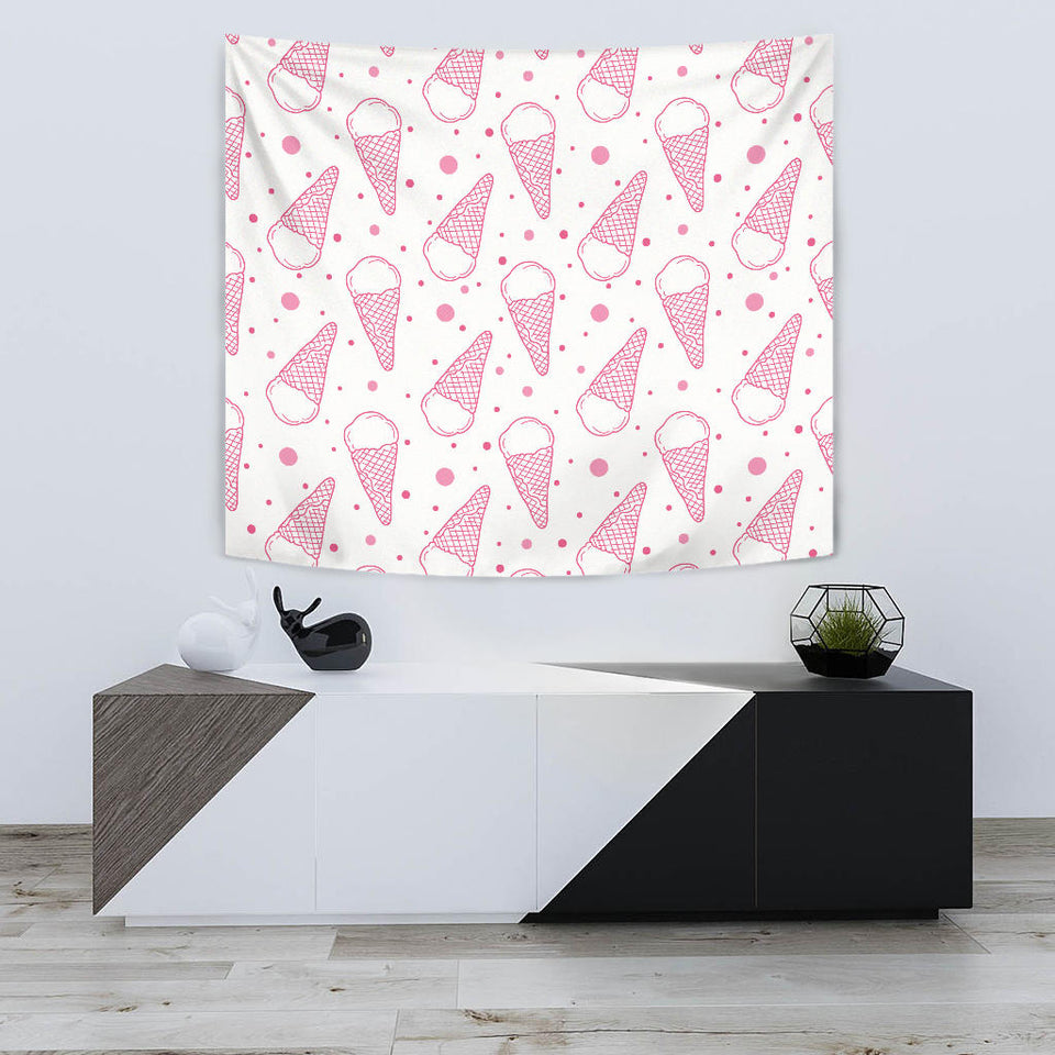 Hand Drawn Ice Cream Pattern Wall Tapestry