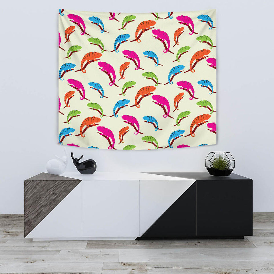 Colorful Chameleon Lizard Pattern Wall Tapestry