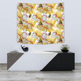 Cool Bee Honeycomb Leaves Pattern Wall Tapestry