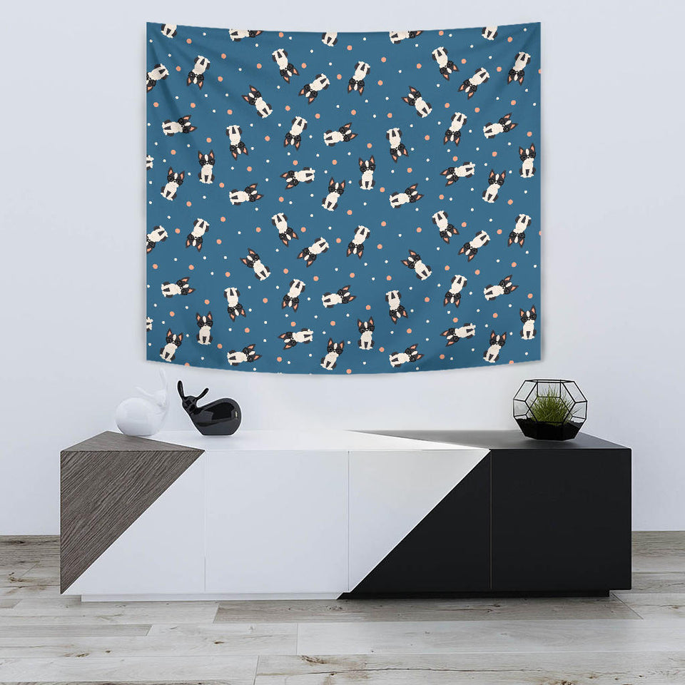 Cute Boston Terrier Dog Spattern Wall Tapestry