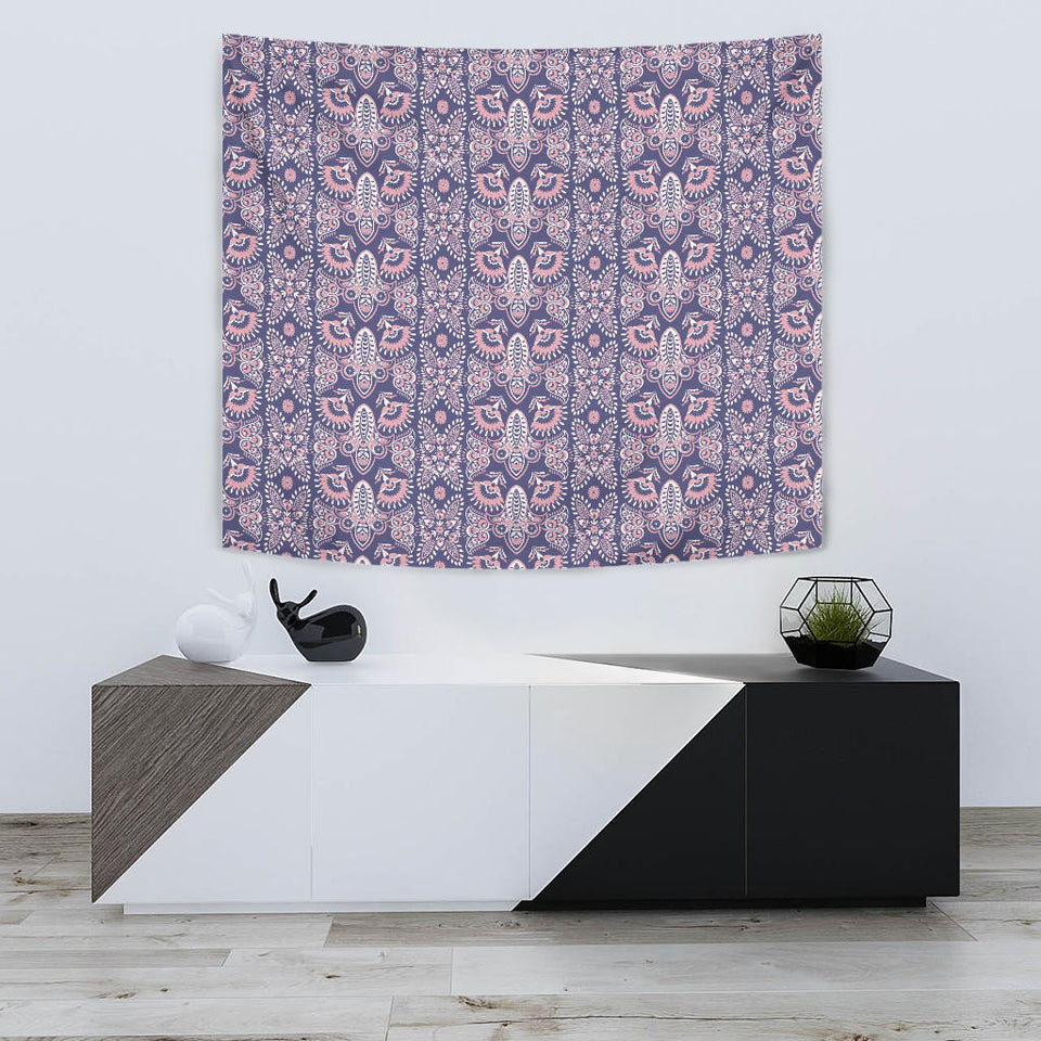 Indian Batik Style Pattern Wall Tapestry