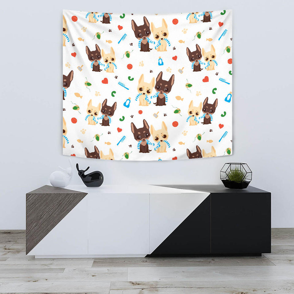 Cute Chihuahua Dog Pattern Wall Tapestry