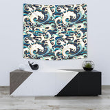 Japanese Wave Pattern Wall Tapestry
