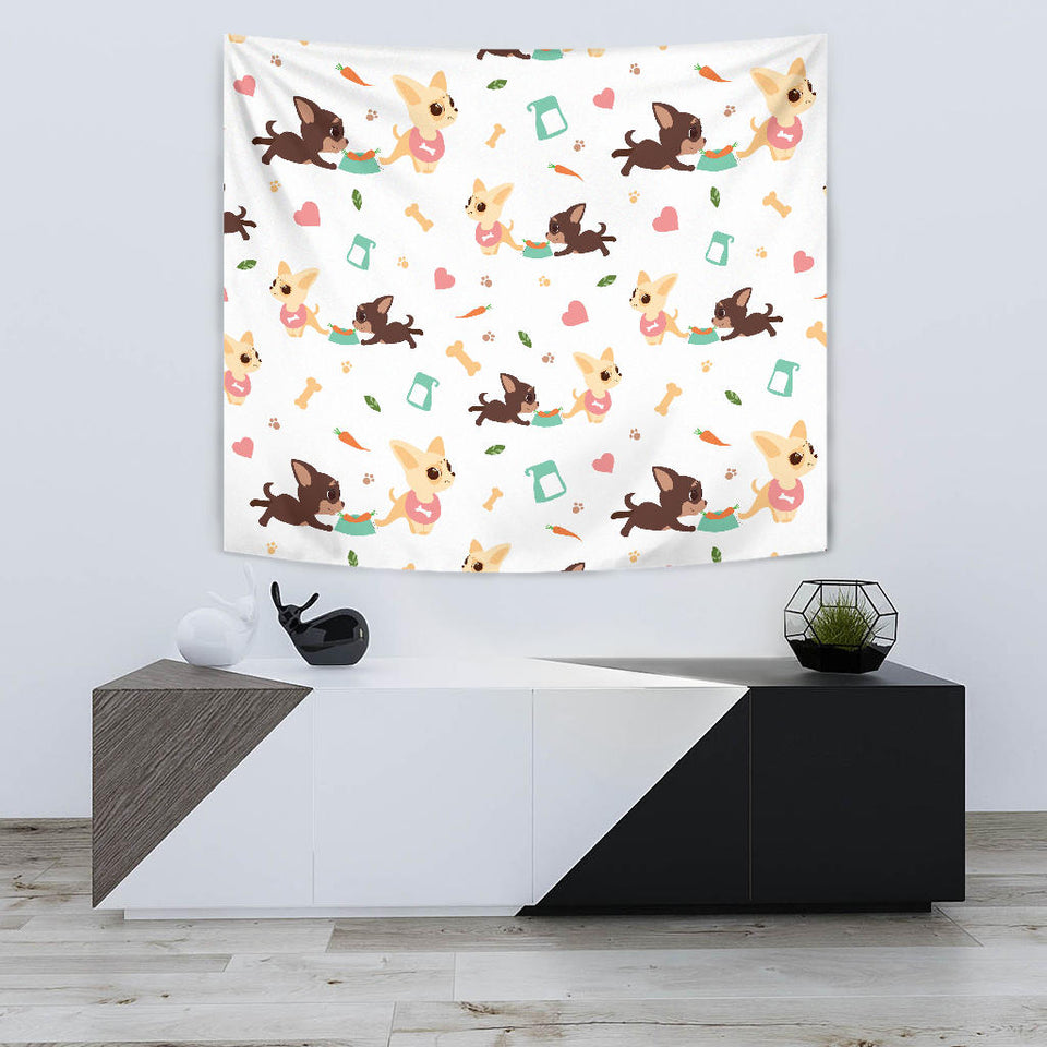 Cute Chihuahua Puppie Pattern Wall Tapestry