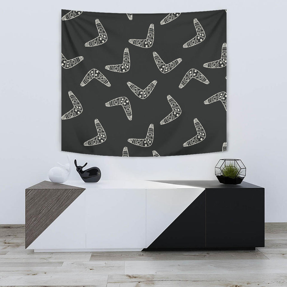 Hand Drawn Boomerang Australian Aboriginal Ornament Wall Tapestry