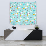 Llama Alpaca Cactus Leaves Pattern Wall Tapestry