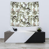 Monkey Sloth Lemur Palm Trees Pattern Wall Tapestry