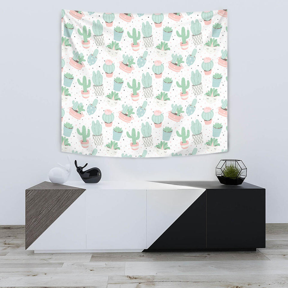 Pastel Colorcactus Pattern Copy Wall Tapestry