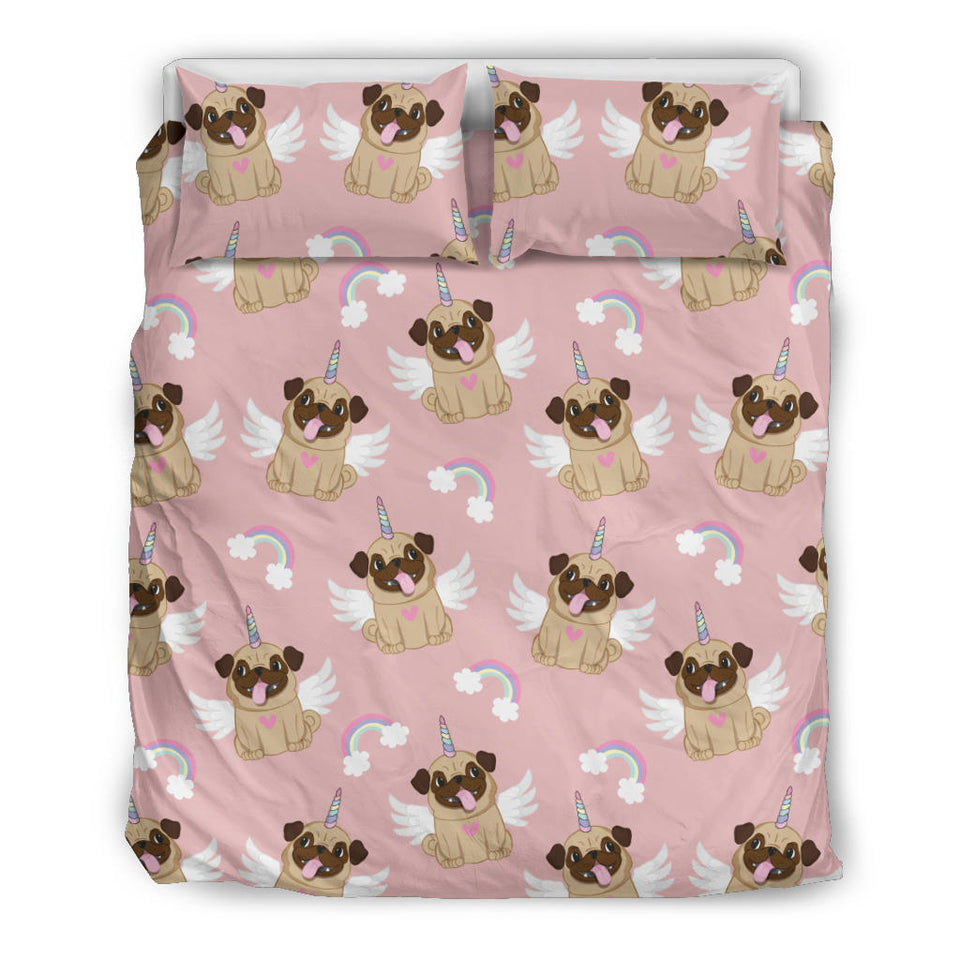 Cute Unicorn Pug Pattern Bedding Set