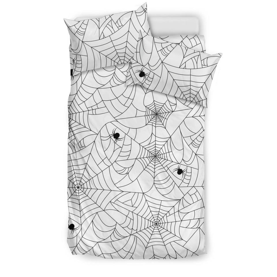 Spider Web Cobweb Pattern White Background Bedding Set