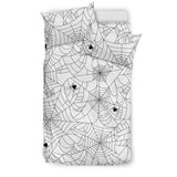 Spider Web Cobweb Pattern White Background Bedding Set