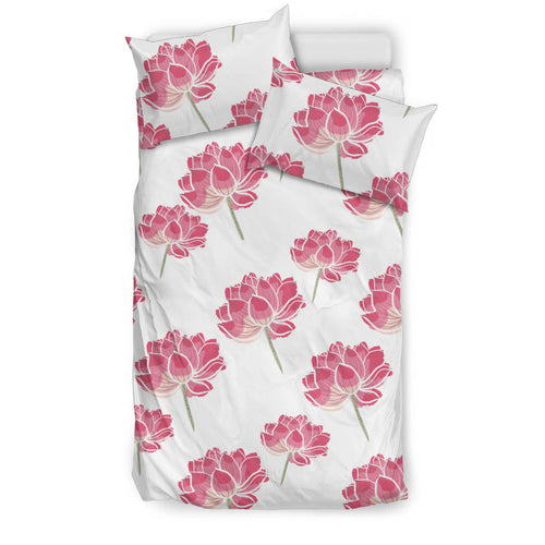 Pink Lotus Waterlily Pattern Bedding Set