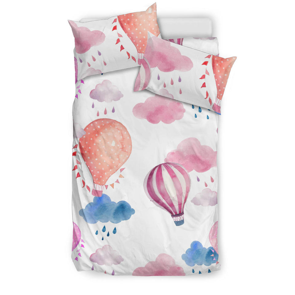 Watercolor Air Balloon Cloud Pattern Bedding Set