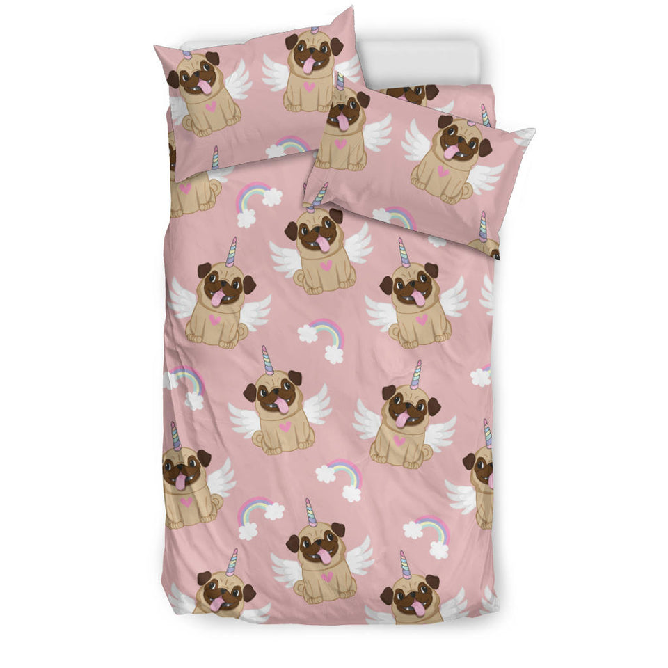 Cute Unicorn Pug Pattern Bedding Set