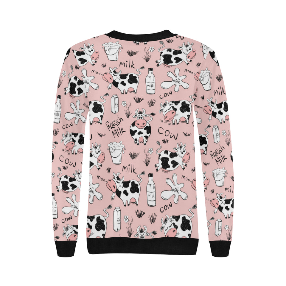 Cows milk product pink background Women's Crew Neck Sweatshirt