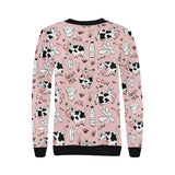 Cows milk product pink background Women's Crew Neck Sweatshirt