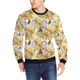 Cool Bee honeycomb leaves pattern Men's Crew Neck Sweatshirt