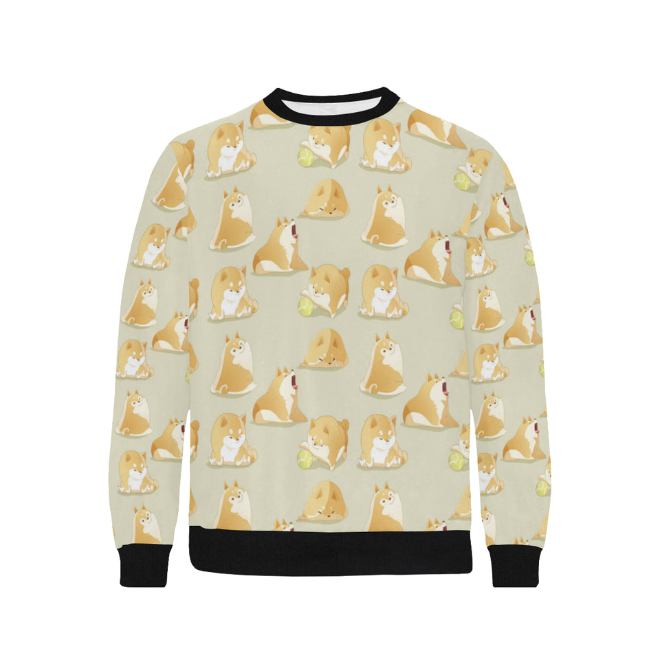 Cute fat shiba inu dog pattern Men's Crew Neck Sweatshirt