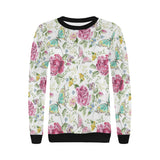 Hand drawn butterfly rose Women's Crew Neck Sweatshirt