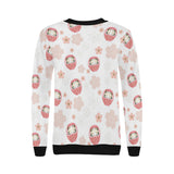Daruma japanese wooden doll cherry blossom flower Women's Crew Neck Sweatshirt