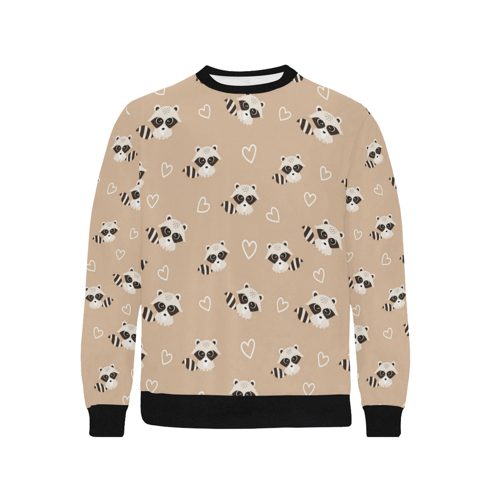 Cute raccoon heart pattern Men's Crew Neck Sweatshirt