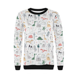 Cute cartoon dinosaurs tree pattern Women's Crew Neck Sweatshirt