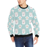 Maneki neko cat sakura Men's Crew Neck Sweatshirt