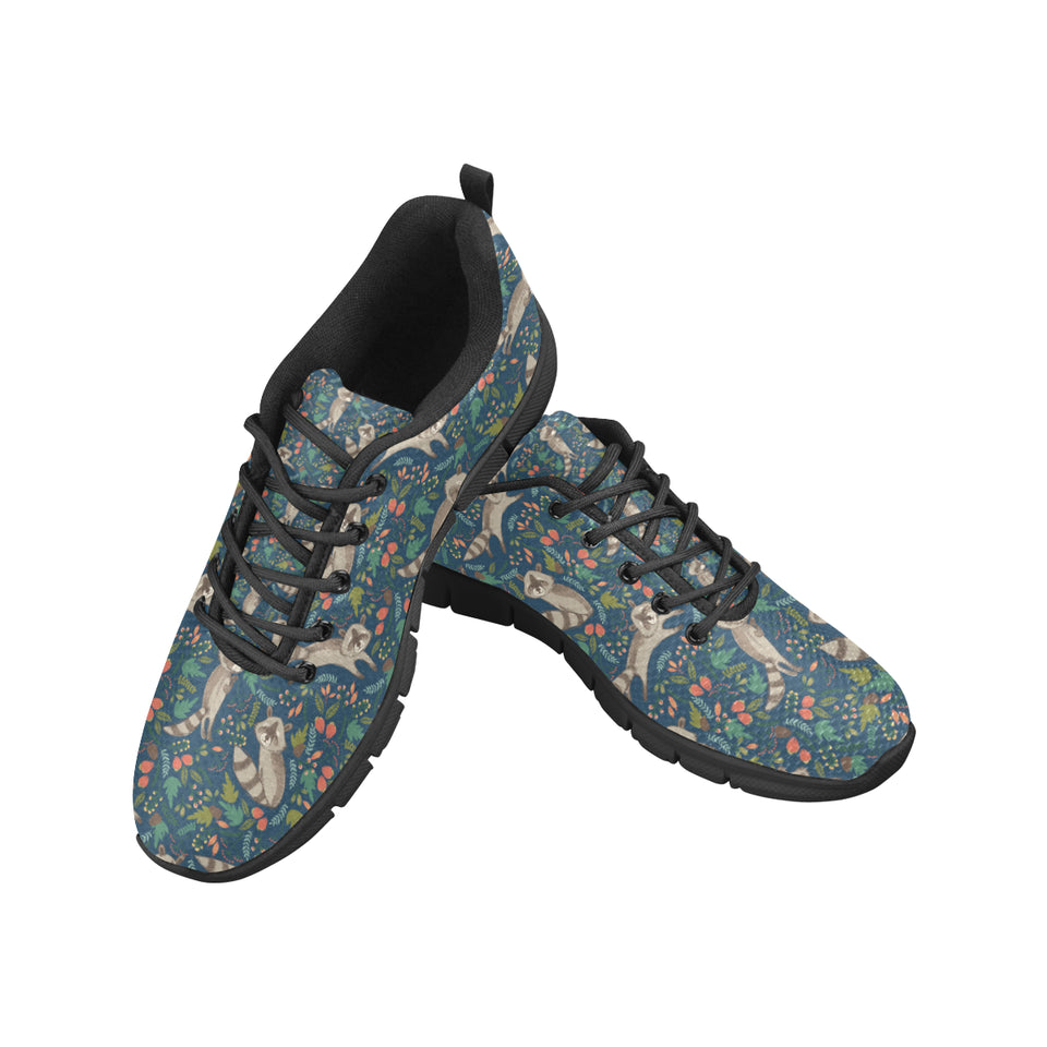 Raccoon tropical leaves pattern Women's Sneaker Shoes