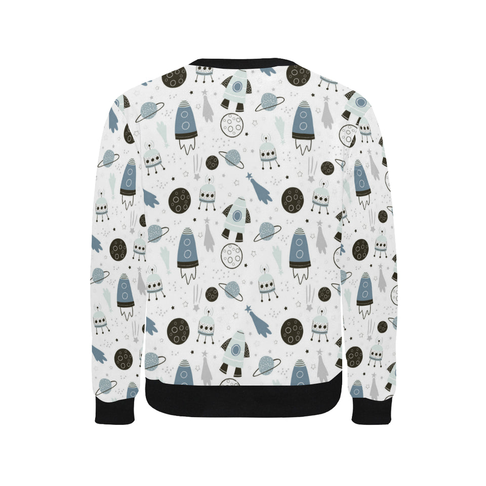 Hand drawn space elements space rocket star planet Men's Crew Neck Sweatshirt