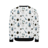 Hand drawn space elements space rocket star planet Men's Crew Neck Sweatshirt