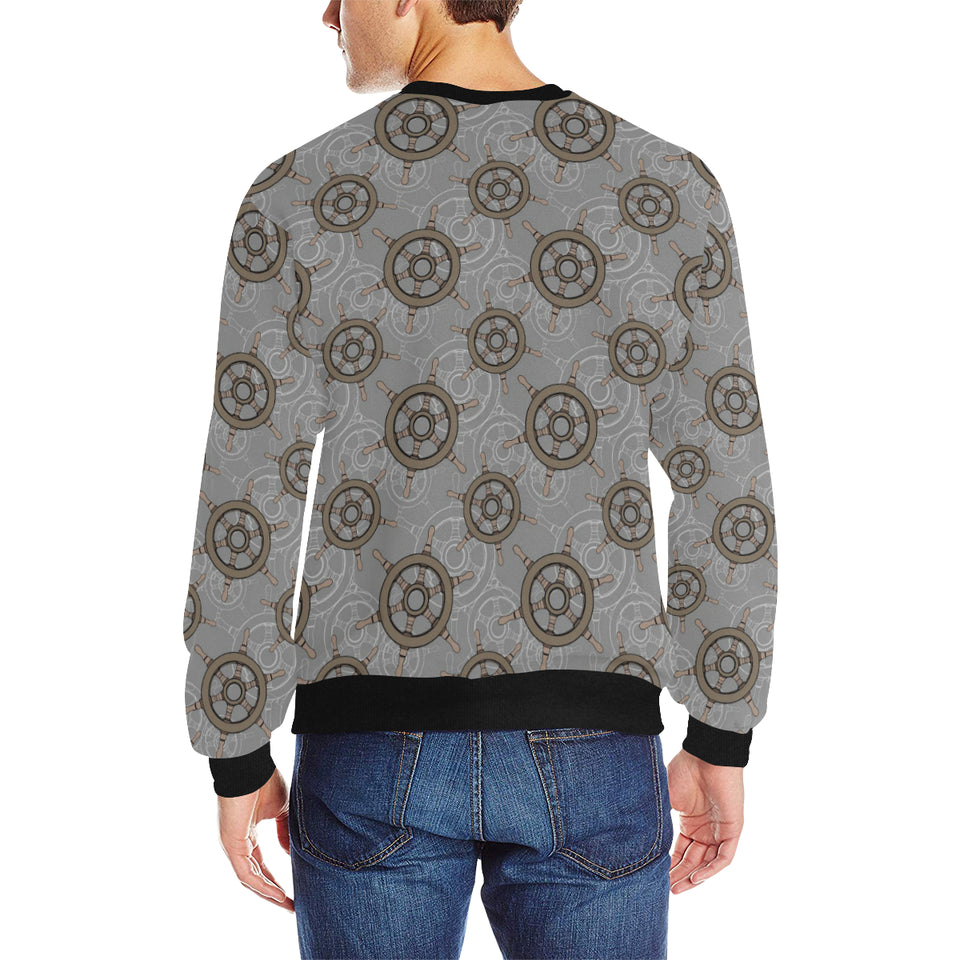 nautical wood steering wheel pattern Men's Crew Neck Sweatshirt