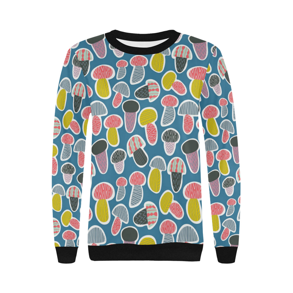 Colorful mushroom design pattern Women's Crew Neck Sweatshirt